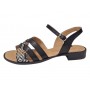 sandale dama negre din piele naturala cu barete multiple si insertie print sarpe clp15n